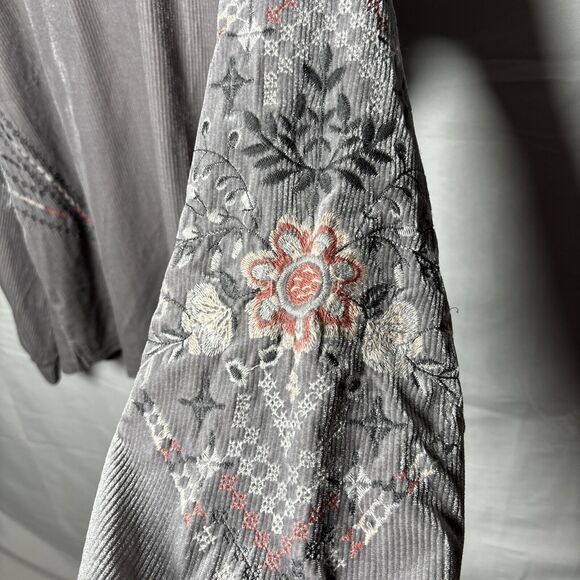 Kate & Sam Womens M Velvet Floral Embroidered Top Balloon Sleeves Cottagecore - Picture 3 of 7